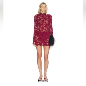 REVOLVE Burgundy Lace Long Sleeve Dress